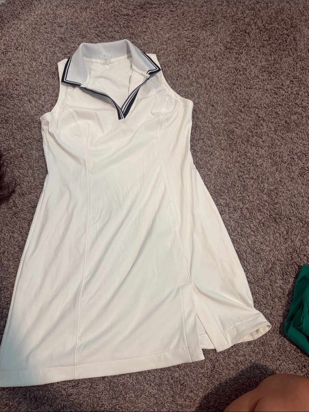 CALIA by Carrie Underwood White Sleeveless Polo Dress with Black Trim